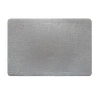Set de table rectangulaire arrondi en PVC RNPT, effet nacré argenté, grain irisé fin, résistant à l'huile, pour la salle à manger au quotidien