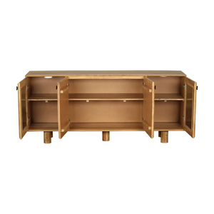Contemporary Solid Mango Wood Sideboard Buffet <b>Cabinet</b> with Smooth Finish Stylish <b>Storage</b> Furniture for <b>Dining</b> Area - Product Image 2