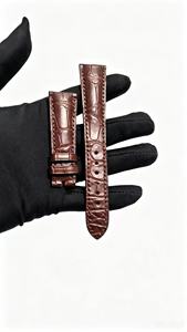 <span class=keywords><strong>Bracelet</strong></span> de montre en <span class=keywords><strong>cuir</strong></span> d'alligator véritable fait main de 12 mm à 22 mm, remplacement pour Patek Philippe 5146 5227 5296 5936, compatible avec fermoir plié - Product Image 2