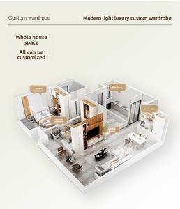 カスタムフルハウスキャビネット、床から天井までのフルウォール、グレーの6ドアワードローブ、寝室用家具、ラタンワードローブ - Product Image 6