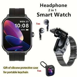 2025 D8Pro 2-in-1 Smart Wristwatch Wireless Earbuds 2.01inch BT Music Heart Rate Monitor Sleep Tracker Compass Calendar - Product Image 3