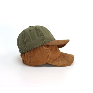 Two Tone Suede Brim Washed Cotton Dad Hat Custom Logo Blank Curved Brim Baseball <b>Cap</b> Unisex <b>Vintage</b> Outdoor Sports Hat - Product Image 5