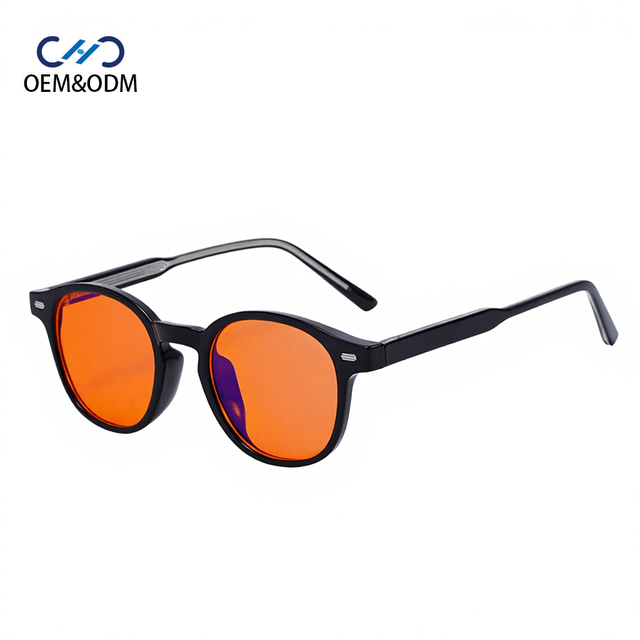 A20075 Blue-Light-Blocking Women's and Men's Round Full-Frame E-Sports Protective Glasses PC Lenses Acetate Temple Tips Frame