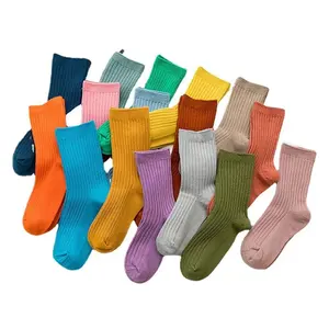 Wholesale cheap price high quality custom logo comfortable breathable cotton colorful kids socks pure color baby girl socks