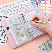 Wenshun A6 Creative PU Cuir Journal Budget Binder Plaid Design Rechargeable Cahier Magnétique Style Cash Envelope Planner A5/A6