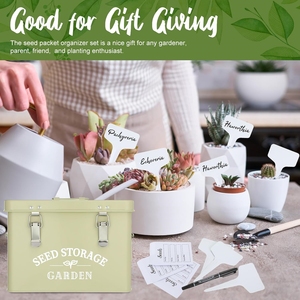 Green Metal Garden <strong>Seed</strong> <strong>Storage</strong> Box <strong>Seed</strong> Packet <strong>Storage</strong> with Lid and Lock for Gardening Organization - Product Image 5