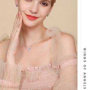 Collier en argent sterling 925 avec ailes d'ange, pendentif en cristal artificiel et pierre de lune, chaîne de clavicule pour femmes - Product Image 4