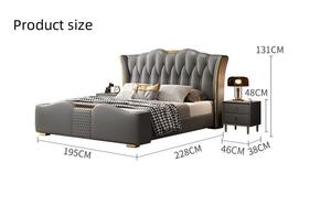 Muebles de dormitorio de lujo italianos para el hogar, venta al por mayor, camas modernas de <span class=keywords><strong>madera</strong></span> de metal dorado con <span class=keywords><strong>cabecero</strong></span> de cuero tamaño King y sábanas - Product Image 4