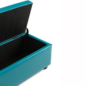 Banco Otomano de Almacenamiento Hamilton, Plegable, en Cuero Sintético Azul Mediterráneo, para Entrada o Sala de Estar - Product Image 2