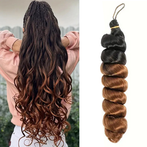 Extensions de <span class=keywords><strong>cheveux</strong></span> synthétiques bouclés en <span class=keywords><strong>spirale</strong></span> pour tresses, style French Curl, vente en gros - Product Image 1