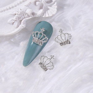 Breloques pour ongles en alliage argent-or, couronnes 3D, strass, décorations métalliques pour manucure de luxe - Product Image 6