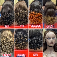 Promotion 135$ Letsfly Perruques ondulées colorées de 26 pouces, Cheveux vierges bruts 12A, Perruques bouclées rebondissantes SDD, Densité 280% Pleines et Magnifiques