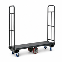 Chariot à plateforme en acier U Boat, chariot utilitaire pour allées étroites, chariot industriel OEM à 6 roues, chariot de manutention pour entrepôt, revêtement poudré gris