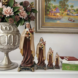 Wholesale Religious Catholic Saint <strong>Teresa</strong> Polyresin Statue Artistic Flower Bouquet Figurine for Religious Thanksgiving - Product Image 6
