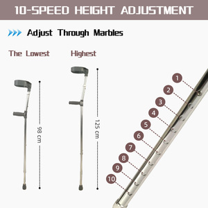 Underarm <b>Crutches</b> Grey Height Adjustable Lightweight Anti Slip For <b>Walking</b> Aid - Product Image 3