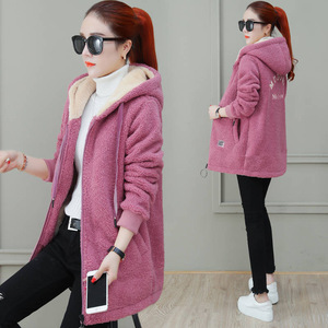 Women's Faux Lambswool Coat Fleece Lined <b>Thick</b> Mid Length Loose <b>Cardigan</b> Autumn Winter Warm Outerwear - Product Image 2