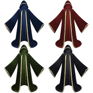 Capa <span class=keywords><strong>medieval</strong></span> con capucha para cosplay, capa larga para fiesta de Halloween, túnica larga de mago, bruja, Wicca, disfraz de reenactamiento para adultos - Product Image 3