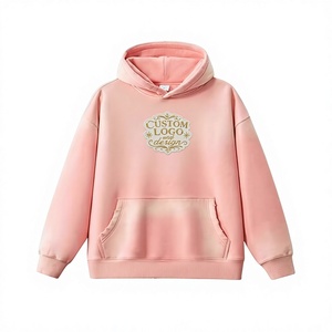 Hoodie surdimensionné personnalisé rose en coton French Terry avec poche avant, impression par transfert thermique, unisexe, décontracté, fabricant de hoodies - Product Image 1
