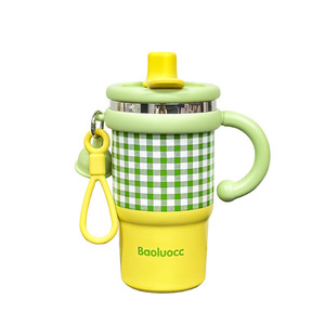 Haute qualité filles tasse à café moderne Plaid Ins Design Portable poignée en acier inoxydable vide Thermos cadeau parfait - Product Image 5