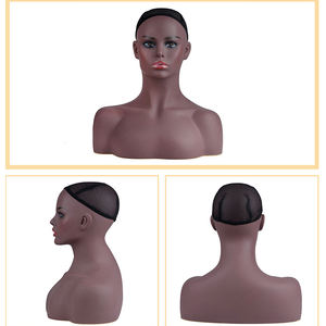 Prix de gros Femmes Africaines Réaliste Bronzage Peau De Maquillage D'affichage de Perruque Mannequin Perruque Tête avec épaules - Product Image 6