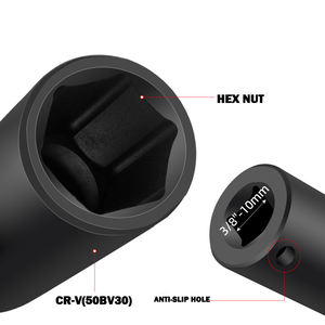 50개 3/8인치 표준 SAE 및 미터법 사이즈 딥/샬로우 슬리브 키트 마스터 임팩트 소켓 세트 (어댑터 및 라쳇 핸들 포함) - Product Image 2