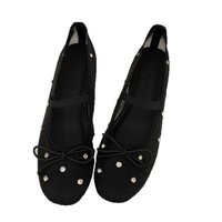 Sepatu Wanita Kasual Musim Panas Model Slip On, Ujung Persegi, Bagian Atas Transparan, Hiasan Rhinestone, Aksen Pita, Laris Manis