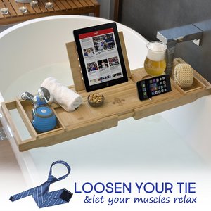 Vassoio <span class=keywords><strong>per</strong></span> <span class=keywords><strong>Vasca</strong></span> <span class=keywords><strong>da</strong></span> <span class=keywords><strong>Bagno</strong></span> e Scrivania <span class=keywords><strong>per</strong></span> Laptop, Design Innovativo che Trasforma il Vassoio della <span class=keywords><strong>Vasca</strong></span> in un Vassoio <span class=keywords><strong>da</strong></span> Letto, Il Nostro Extra Large in Bambù 2 in 1 - Product Image 2