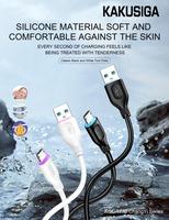 KAKUSIGA Kabel Data Silikon Pengisian Cepat USB ke Micro V8 25W 1 Meter Terlaris Grosir untuk Ponsel
