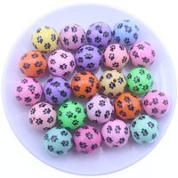 Perles acryliques en plastique d'empreinte de patte épaisse blanche de couleurs mélangées de 20MM en gros pour des bijoux de collier de mode
