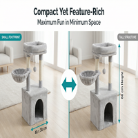 Arbre à chat de luxe multi-niveaux en sisal et bois écologique, avec griffoir, niche, perchoir et maisonnette en peluche moderne pour chats d'intérieur de grande taille