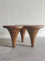 Table basse moderne en bois massif à trois cônes, design unique, table basse de salon