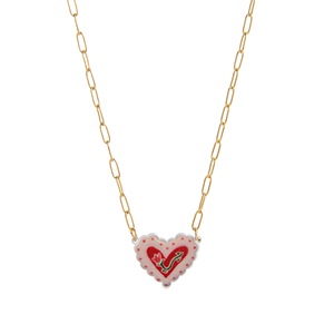 สร้อยคอปลาทองสไตล์เรโทร |   สร้อยทอง 14K และจี้เซรามิก ลายเมฆทะเลและหัวใจ - Product Image 6
