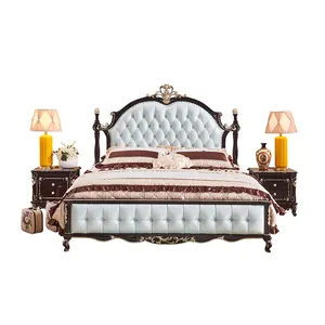 Muebles de dormitorio de lujo Bisini clásica europea decoración de la boda de madera maciza de la cama de diseño para muebles de dormitorio