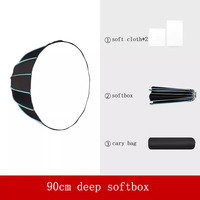 Boîte à lumière parabolique profonde de 90 cm pour photographie, monture Bowens en métal, 2 diffuseurs, sac de transport, boîtes à lumière pour flash de studio et éclairage vidéo