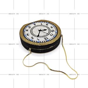 Women Crystal <b>Clock</b> Shape Evening Bag Beaded Rhinestone Clutch <b>Vintage</b> Cocktail Party Purse - Product Image 4