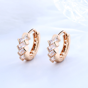 Custom Design logo Zirconia <strong>Cluster</strong> 18k Gold Coated Brass baguette Huggie Elegant <strong>Earrings</strong> Women - Product Image 5