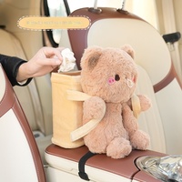 Boîte à mouchoirs et poubelle pour accoudoir de voiture en peluche courte motif Capybara mignon, seau de rangement 31-50cm pour 0-24 mois