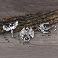Broche vintage en métal représentant un dragon viking