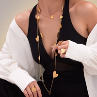 Collier long élégant et tendance en acier inoxydable plaqué or PVD, motif cœur, trèfle, étoile, bijoux étanches, cadeau pour femme