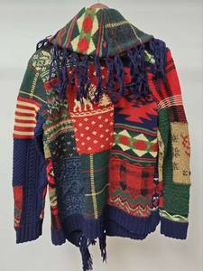 Cardigan décontracté pour femme avec col en V, panneaux en laine/cachemire à motifs et tissage texturé confortable - Product Image 2