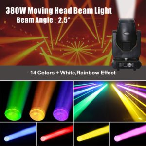 Projecteur à tête mobile 380W 17R à faisceau, DMX512, 14 couleurs, Gobos, prismes, stroboscope, pour DJ, bar, discothèque, mariage, club, scène - Vente directe usine - Product Image 2