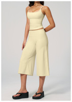 Ensemble de vêtements de yoga 2 pièces pour femmes, style innovant, débardeur de yoga solide à bretelles, taille haute, résistant aux plis, séchage rapide, Spandex/Nylon