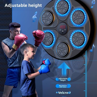 Machine de boxe murale multifonctionnelle avec 6 cibles, musique, hauteur réglable, gants inclus, 1200 mAh