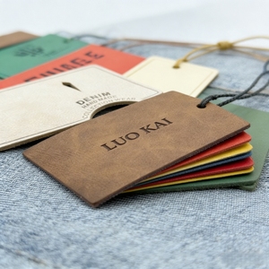High Quality Custom Genuine Leather Logo Embossed Tag Patches Denim Pu Leather Labels for <b>Hats</b> Clothing Jeans Handbags - Product Image 6