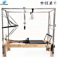 Combinaison Premium Reformer Trapeze, Reformer Pilates en bois massif à joints à languettes avec Tour Trapeze en acier inoxydable, Cadillac Reformer