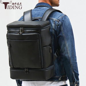 Tiding Laptop <b>Backpack</b> 14 Inch Large Capacity Business Travel Men's Black Solid Color Shoulder <b>Straps</b> - Product Image 1