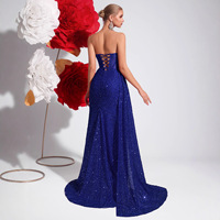 Nouvelle Robe de Soirée Bustier à Paillettes Coupe Ajustée Fente Haute Modèle Défilé Banquet Luxe Léger Robes de Fête