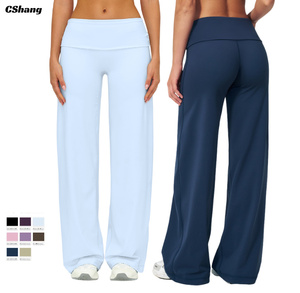 Nouveau pantalon décontracté à jambes larges pour femme, extensible dans quatre directions, séchage rapide, respirant, taille pliable, idéal pour le sport, la gym, la course et l'entraînement - Product Image 1
