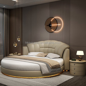 Modern Designer Cream Style High Quality Leather Soft Comfortable Queen Size <b>Bed</b> Set <b>Pine</b> Wood Frame Plywood Panel Upholstered - Product Image 3