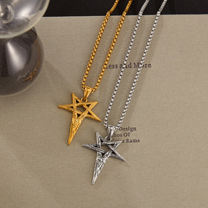Collier en acier inoxydable pour hommes Viking Pentagram Devil Eye Pendant Hip Hop Trend Retro Hot Selling Necklace - Product Image 3